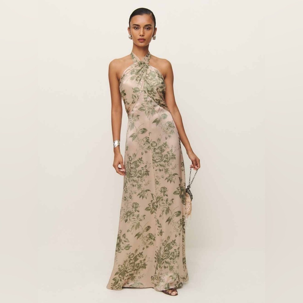 Reformation Veria Silk Maxi Dress Symphonic Brand New
